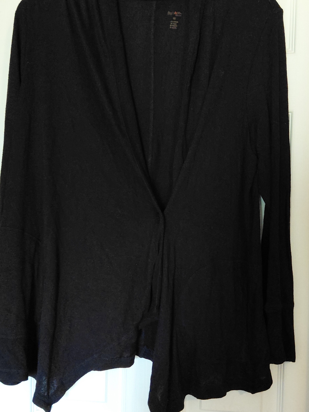 Women's Black Drape Front Cardigan -  lightweight